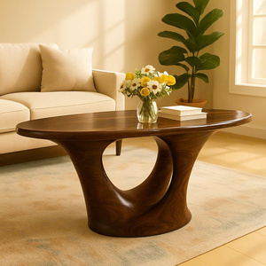 Mesa de Centro Escultural de Madera Natural con Borde Vivo, Estilo Europeo Sólido, Hecha a Mano, Moderna, Tamaño Personalizado - Product Image 2