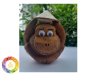 Arte de coco de mono premium-Esculturas de coco de animales artesanales únicas, decoración de coco de concha de coco de Vietnam para el hogar - Product Image 4