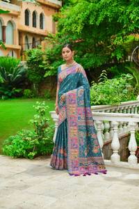 Diseñador Heavy Kashmiri Handloom tejido viscosa Sari con blusa venta al por mayor saris personalizados para mujeres - Product Image 2