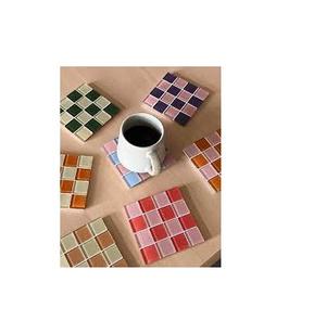 Ensemble de sous-verres en pierre de boisson en mosaïque de style fleurs avec dos en liège pour sous-verre et taille personnalisée prix bon marché - Product Image 1