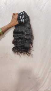 Mechones de pelo de mujer negro virgen rizado ondulado natural sin procesar máquina de vendedor barato pelos humanos de templo indio de doble trama - Product Image 3
