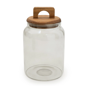 Tarro de cristal con tapa de madera para almacenamiento de especias, tarros de almacenamiento transparentes personalizables, venta al por mayor, contenedores de comida de cocina, almacenamiento - Product Image 1