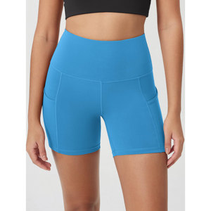 Pantalones cortos de gimnasio de diseño personalizado para mujer, pantalones cortos deportivos de cintura alta para gimnasio, pantalones cortos de yoga para correr - Product Image 4