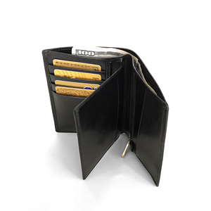 [New Item] Top Quality Castello Genuine Vegetable Tanned Leather <b>Men's</b> Bi-Fold Vertical <b>Wallet</b> W/<b>Zipped</b> Coin Pocket New - Product Image 4