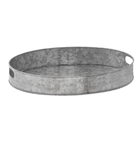 Bandeja de Metal galvanizado Manija de metal Bandeja de servicio con acabado galvanizado de la mejor calidad Bodas Oficinas Bandeja de servicio personalizada - Product Image 2