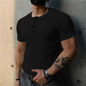 Camiseta Henley para Hombre, 100% Algodón, Diseño Deportivo, Manga Corta, Uso Casual al Aire Libre, Logotipo Personalizado, Impresión Digital, Camiseta Premium - Product Image 2