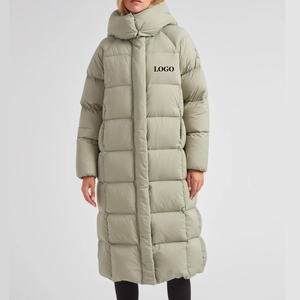 OEM High Quality Women Puffer Jacket Hood Warm Winter Plus Size Full Zipper Bubble Outdoor Custom Logo <b>Nylon</b> <b>Fabric</b> Down Jacket - Product Image 1