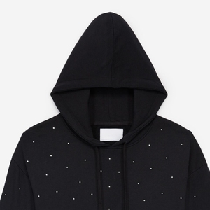 Sudadera con capucha recortada personalizable para hombre, ropa de calle, 100% algodón, apliques desgastados con diamantes de imitación, parche bordado, lavado ácido, Boxy, Invierno - Product Image 2