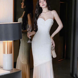 Robe longue sexy pour femmes élégante à manches courtes, alliant parfaitement élégance, confort, décontracté et formel pour divers événements, maxi en soie - Product Image 4