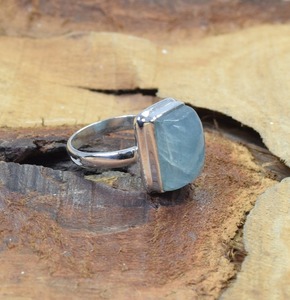 Anillo hecho a mano Color verde sólido 925 plata esterlina aguamarina Natural piedras preciosas joyería plata esterlina 925 anillo estampado joyería - Product Image 3