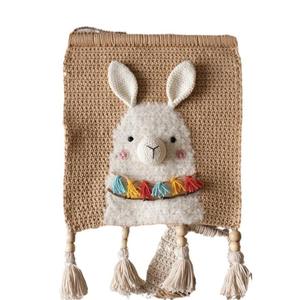 Décoration murale originale en crochet faite à la main, motif animaux de dessin animé, avec perles en bois et pompons, pour l'intérieur et l'extérieur - Product Image 5