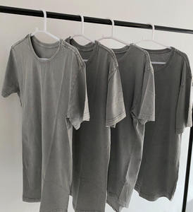 100% algodón liso Vintage camiseta hombres piedra desgastada ácido lavado camiseta logotipo personalizado en blanco negro camisetas de gran tamaño - Product Image 6