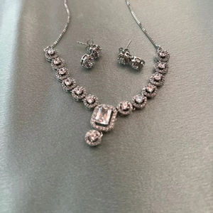 ชุดชุบเงินสุดหรูสำหรับเจ้าสาวสร้อยคอและต่างหูคริสตัลหรูหราสำหรับงานแต่งงานงานหมั้นวันครบรอบสไตล์วินเทจ - Product Image 1