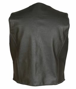 Chaleco de cuero para hombre American Cool hecho a medida, chaleco para montar en motocicleta con insignia bordada, chaleco para uso exterior - Product Image 2