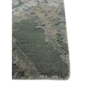Alfombra Kavi Verde de Lana y Seda de Bambú Anudada a Mano, Diseño Teoría del Caos, 10 mm de Grosor, Rectangular, para Hogar, Dormitorio, Pasillo, Modelo Esk-400 - Product Image 4