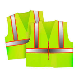 Adjustable Cotton Work Vest with Zipper & Pockets for Daily Use Reflective <b>Strips</b> Safety Durable for Industrial & Outdoor Use - Product Image 2