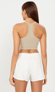 Top Corto de Punto Transpirable para Mujer, Estilo Hip Hop, Color Sólido, Cuello Halter, con Borlas y Cintas, Estilo Casual, Verde - Product Image 6
