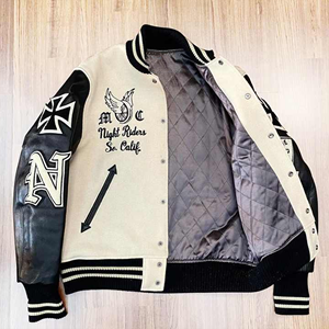 Venta al por mayor de fábrica OEM de alta calidad logotipo personalizado bordado Diseño manga béisbol Letterman Varsity chaqueta para los hombres - Product Image 3