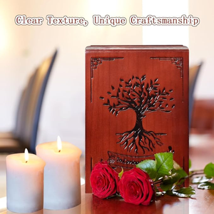 Cremation Urns Handmade Wooden Urns <b>for</b> Human <b>Ashes</b> Adult Male Female Engraved Butterfly Cremation Urn <b>Box</b> Funeral Decorative - Product Image 5