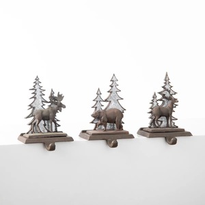 Support de bas de Noël magique d'hiver Crochet en métal pour cheminée Décoration de cheminée Père Noël Elfe Renne Flocon de neige Présentoir - Product Image 1