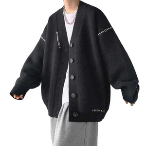<b>Men's</b> Long-Sleeve Oversized Korean <b>Knitted</b> <b>Cardigan</b> Breathable <b>Knitted</b> Sweater Cotton <b>Men's</b> Winter Knitwear ODM Supply - Product Image 4