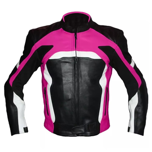 Veste de course coupe-vent unisexe grande taille pour motocycliste avec matériau en cuir - Product Image 1