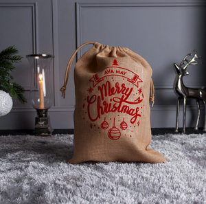 New Jute X-mas Sacks Christmas <b>Gifts</b> Jute <b>Bag</b> Party Favor Pouches Burlap Drawstring <b>Bag</b> Sacks Reusable Printed Wholesale Eco <b>Bag</b> - Product Image 3