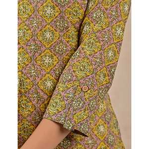 Kurti Droit Imprimé au Bloc Motif Mehendi – Robe Décontractée, Élégante et Tendance, Respirante, Longueur au Sol ou au Genou, Idéale pour les Soirées en Club - Product Image 3