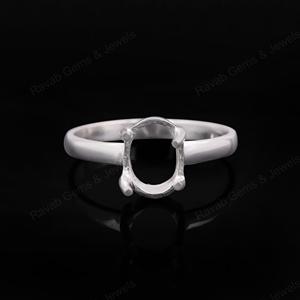 Tendance Solide 925 Sterling Silver 7x9mm Ovale Prong Setting Semi-Mount Simple Band Personnalisable Placage Souvenir Fine Jewelry - Product Image 4