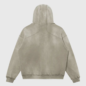 Sudaderas con capucha de gran tamaño de Color Beige Sun Faded para hombre, sudaderas con capucha de Sun Faded personalizadas, etiqueta de logotipo bordado, embalaje de marca personalizada - Product Image 2