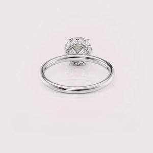 IGI Certified Round Cut Lab Grown Diamond Engagement-Wedding Ring with Hidden Halo in <b>Solid</b> 925 Sterling <b>Silver</b> - Product Image 5
