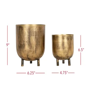 Juego de macetas de Metal decorativas con acabado dorado de calidad de exportación Premium de 2, perfecto para vegetación y decoración que mejora el espacio - Product Image 5