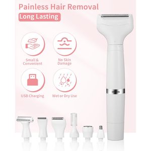 Ensemble de tondeuses à cheveux portables rechargeables par USB pour femmes, 7 en 1, étanches, pour le visage, le corps et le maillot - Product Image 3