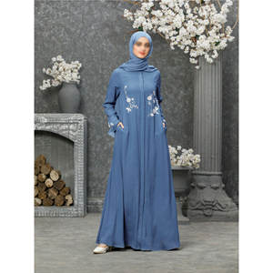 Abayas Casuales de Tela de Memoria Sólida Personalizadas de Moda para Mujer, Bordadas, con Cremallera, Transpirables, Ecológicas, 100% Poliéster - Product Image 2