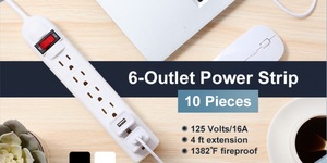 6 Outlet bảo vệ tăng dây điện dây điện mở rộng với chuyển đổi cấu hình thấp cắm phẳng cho nhà văn phòng (4 ft, trắng) - Product Image 3