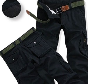 Pantalon Cargo Décontracté pour Homme Pantalon de Jogging Taille Moyenne Jeune avec Poches 100% Coton Motif Droit Lavé Mid Slim Fit - Product Image 3