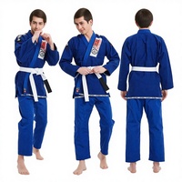 Uniforme de Jiu Jitsu Brasileño y MMA Ligero, Transpirable, de Secado Rápido, 240g, Unisex, Preencogido, para Grappling, 100% Algodón, Color Azul, Envío Gratis