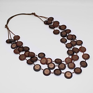 Collier en bois de perles brunes fait à la main cordon de coton Vintage dernier collier en bois pour les femmes cadeau de noël - Product Image 6
