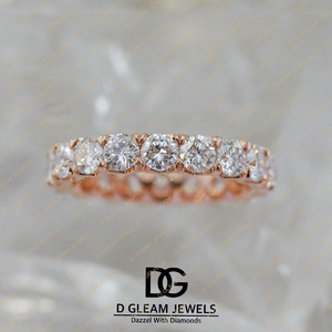 Bague Éternité en Moissanite Certifiée IGI pour Femme, 3,75 carats, Or Rose, Qualité Supérieure, Mariage et Fiançailles Ethniques - Product Image 3