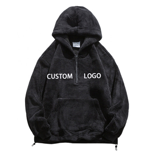 OEM โรงงานที่กําหนดเองขายส่งขนแกะฟัซซี่หนักครึ่งคอซิปเสื้อกันหนาวหมวกขนแกะเชอร์ปาแบบกําหนดเองสําหรับผู้ชาย - Product Image 1