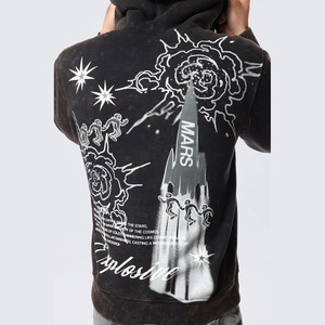 Men's Hoodies Rhinestone Pullover 100% Cotton Oversize Printing Custom Hoodies Manufacturers Heavyweight Hoodie for Men - Product Image 2