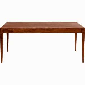 Mesa de comedor rectangular moderna con patas cónicas de madera maciza de color marrón claro para el hogar, restaurante, cocina, cafetería, entrada de Hotel - Product Image 1