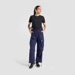 Pantalones Cargo de Microfibra Premium para Mujer, Cintura Media, Estilo Utilitario, Color Azul Marino, Similares a Capris - Product Image 4