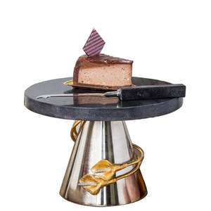Hand Engraved Decorative <b>Marble</b> Top Metal <b>Cake</b> <b>Stand</b> Hotel Restaurant Birthday Party Celebration Rounded <b>Cake</b> Platter <b>Stand</b> - Product Image 1