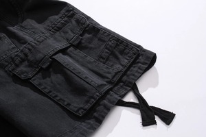 Pantalones cortos de trabajo Cargo sólidos negros informales para hombre, ropa de calle teñida Lisa transpirable con logotipo personalizado de alta calidad, personalizable - Product Image 6