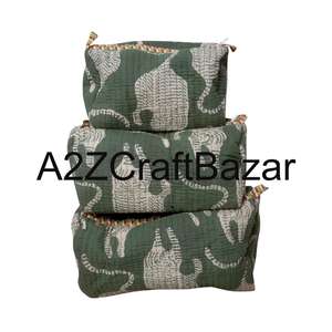 Eco-Friendly Cotton Fabric Cosmetic Bags Tassel Zipper Closure Fashion Design Reusable Lightweight Multi-Function <b>Makeup</b> Pouch - Product Image 1