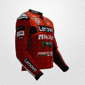 Francesco Bagnaia Lenovo Rucati Racing Veste en cuir de vachette/kangourou sur mesure piste/équitation Chaqueta avec bosse CE Armures - Product Image 2