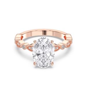 Anillo de compromiso de diamante de corte ovalado y redondo de 3,15 quilates de quilates/VS Lab Grown en plata 3.00CT Center for Her - Product Image 4