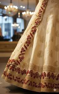 Wholesale Best Quality Elegant Embroidery Lace with Soft Cotton Thread Classic Pattern Suitable for Wedding Dress Veil and Saree - Product Image 2