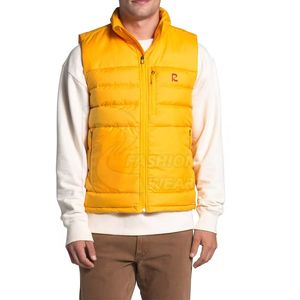 Chaleco acolchado de lana de invierno informal para hombre, amarillo, transpirable, ligero, mandarín, ropa exterior, sin mangas, diseño de moda, diamantes de imitación - Product Image 4